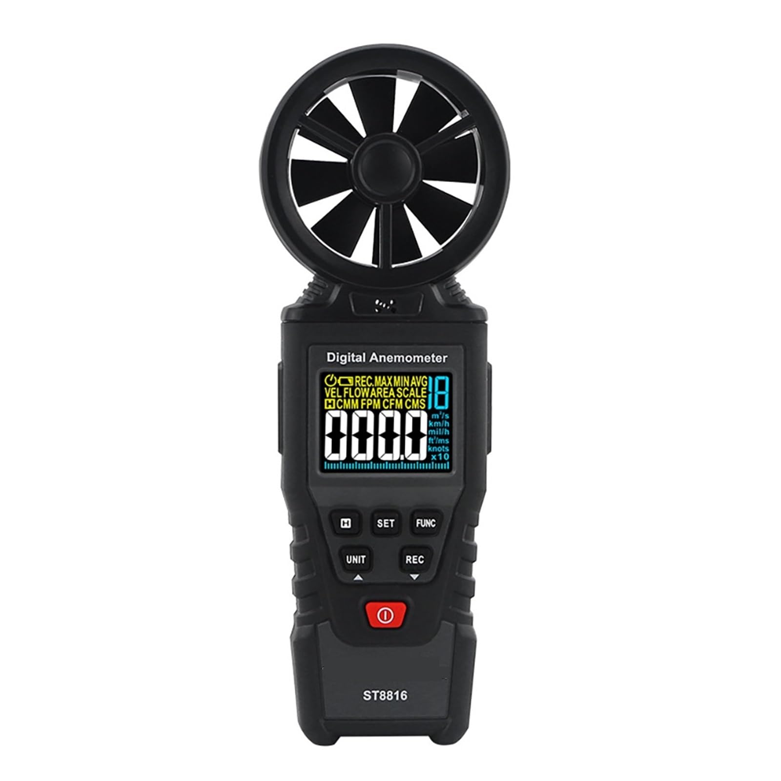 Mini Anemometr LCD Cyfrowy Miernik Prędkości Wiatru Pomiar Powietrza Z Podświetleniem Precyzyjny Pomiar