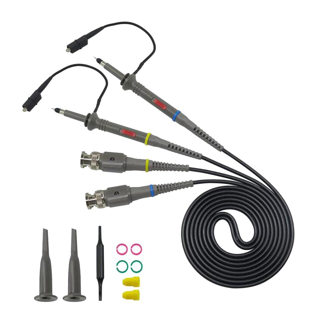EXCLUZOP6100 2PCS Oscilloscope Probe Kit DC-100MHz Scope Clip Test Probe 100MHz For Tektronix HP X1/X10 sonda osciloscopio