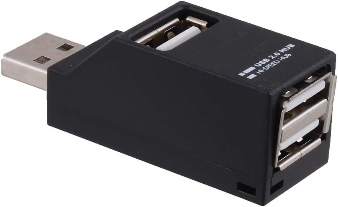 SPIN CART Mini 3 Port USB 2.0 HUB External Multi Ports High Speed, USB Splitter Switch for PC Computer Laptop (Black)