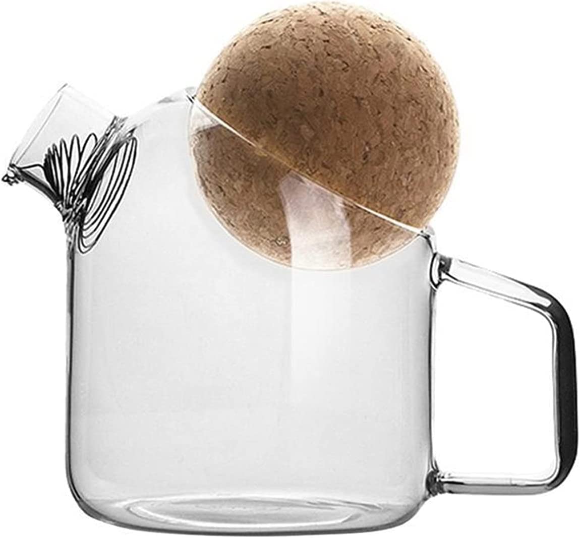 Tetera de vidrio, 1 pieza de botella de agua con mango, hervidor de agua, tetera de vidrio con corcho, jarra de jugo de vidrio grueso, jarra de té for uso doméstico (color: 27x14x14cm) (color: 15x14x1