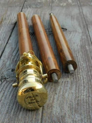 Téléscope Canne Bâton de Marche Laiton Poignée en Bois Antique Nautique