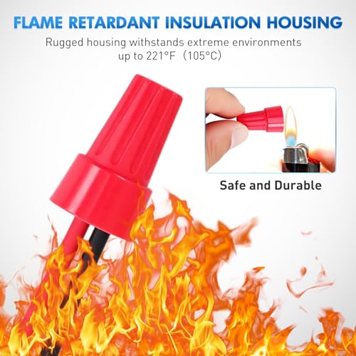 Image of Nilight 100PCS Red Wire Connectors Kit 14-12 AWG Electric Wire Caps Insulating Insert Twist Electrical Wire Terminal with Spring for Connect Electrical Wiring Automotive Car Truck Boats Marine