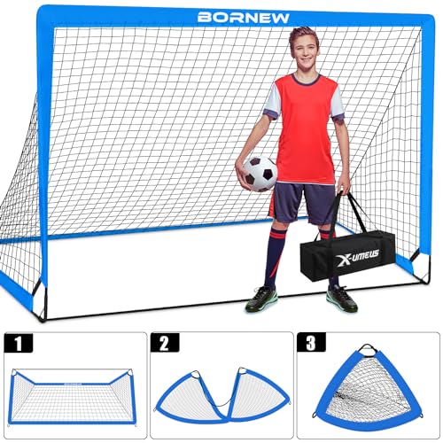 Kids Soccer Goal for Backyard Set - 2 Set of 6X4 / 4X3 ft Toddler Soccer Nets Training Equipment, Soccer Ball, Pop Up Portable Soccer Set for Kids and Youth Games and Training Goals Ages 3-16 Gift