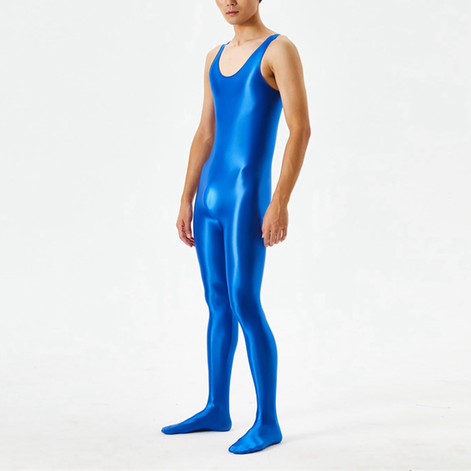 Tuta da uomo oleosa lucida sexy trasparente leggins Catsuits, body building da uomo, body a maniche lunghe, body building