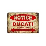 Metal Tin Sign Vintage Notice Ducati Parking Garage Only Garage Bar Club People Cave Wall Decoration...