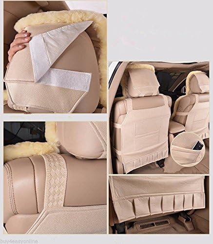 A Pair Genuine Sheepskin Car Seat Covers Luxury Fur Long Wool Car 2 Front Seat Covers Set Winter Warm Universal White Grey - Image 5