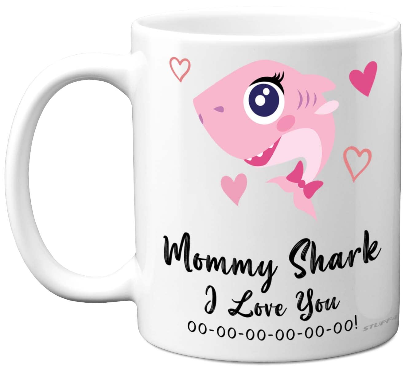 Stuff4 Mommy Birthday Mug - Mommy Shark - Birthday Gift from Daughter Son, Happy Mom, Baby Mother's Day, Christmas Tea Coffee 11oz Ceramic Dishwasher Safe Mugs Cup for Mama Mammy Mum