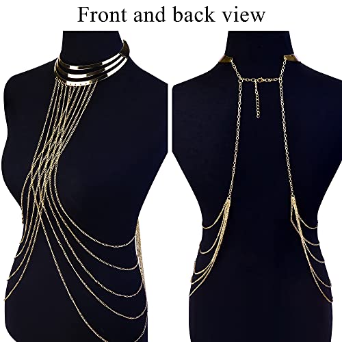 YADOCA Body Chain for Women Sexy Gold Layered Crossover Tassels Bra Chain Minimalist Belly Chain Necklace Summer Beach Bikini Body Jewelry2