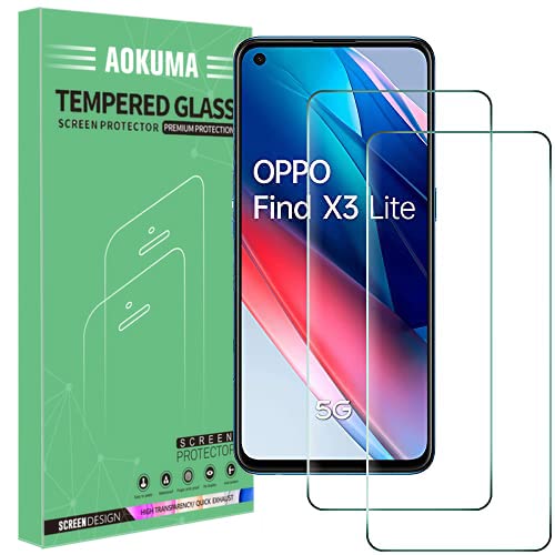 AOKUMA [Lot de 2 Verre Trempé OPPO Reno7/OPPO Find X3 Lite [0.26mm] [Extrêmement résistant aux rayures] [Haute définition][Facile à installer] protections d'écran