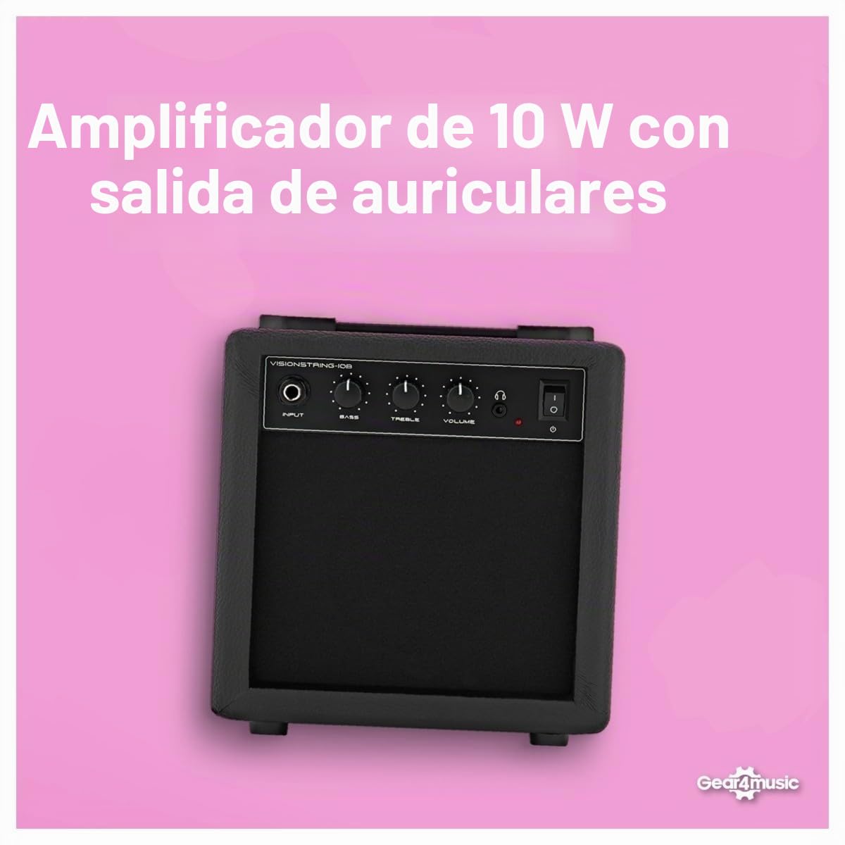 VISIONSTRING Guitarra Bajo Eléctrico 3/4 Mano Izquierda y Kit de Amplificador para Adultos y Principiantes