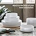 over&back 12-Piece Stackable Dinnerware Dish Set - Stoneware Dishes - Includes 4 Dinner Plates, 4 Salad Plates, 4 Cereal Bowls, and 4 Dinner Bowls - All-Occasion Place Settings - Semi-Matte White