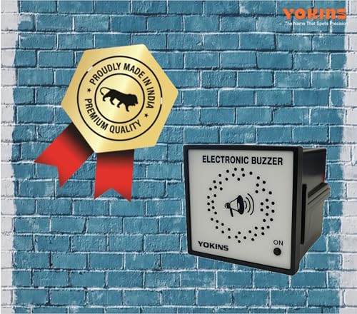 Image of YOKINS Electronic AC /DC Multi-Tone,Multi-Voltage Buzzer Hooter 72x72mm | Electronic Buzzer with LED Indicator, Panel Mountable, Black and White