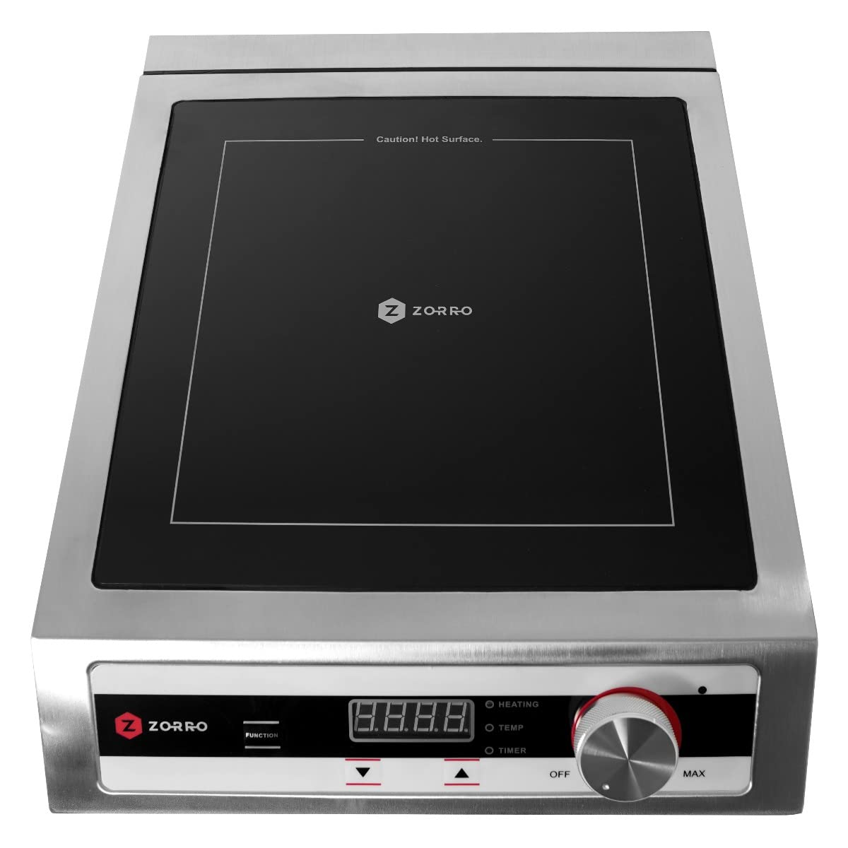 ZORRO Induktionskochfeld ZIH 1 | 3500 W | Gastro Profi-Gerät | 15 Stufen Drehregler | Timer-Funktion | Induktionskochplatte aus Edelstahl | Hohe Leistung | Einzelinduktionskochfeld | Hohe Tragkraft
