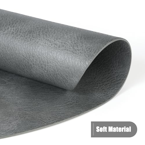 Image of UnivoColors Placemats Round Faux Leather Placemats Set of 8-Waterproof-Wipe Clean-Heat Resistant-Anti Slip Dining Table Place Mats,Suitable for Indoor & Outdoor Use,15 inch.Retro Grey