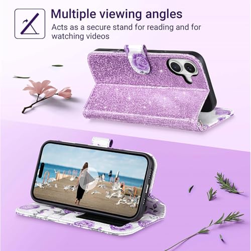 ULAK Compatible with iPhone 17 Wallet Case [RFID Blocking], Women PU Leather Shockproof Protective Folio Flip Cover with Card Holder Kickstand for iPhone17 6.3 inch 2025, Purple by ULAK - Image 4