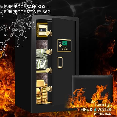 5.0 Cubic Feet Extra Large Home Safes Water and Fireproof, Fire proof Safes for Home Use, Digital Safe With Fireproof Document Bag, Separate Lock Box and Led Light (27.56"H x 16.93"W x 14.17"D)
