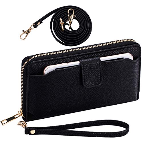 Womens Wristlet Wallet Crossbody Bag Cellphone Purse Handbag RFID Card Slots 2 Strap Wrist4
