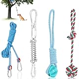 Topretty Spring Pole Dog Rope Toys with Big Spring, 2 Dog Rope Toys, 16ft Rope, Interactive Dog Pull Tree Toy, Outdoor Hanging Dog Spring for Exercise, Dog Spring Muscle Builder for Pitbull Medium Dog