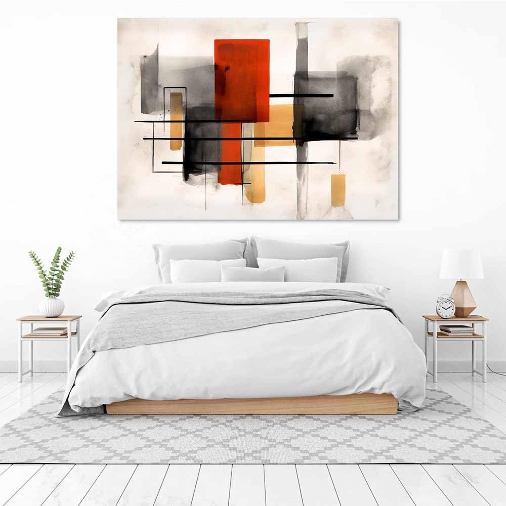 TODOAA Cuadro Abstracto Modernos Lienzo Patrón geométrico moderno blanco y negro cuadros -Salon baño Comedor dormitorio Decoración de pared（Rojo-80x120cm Sin marco