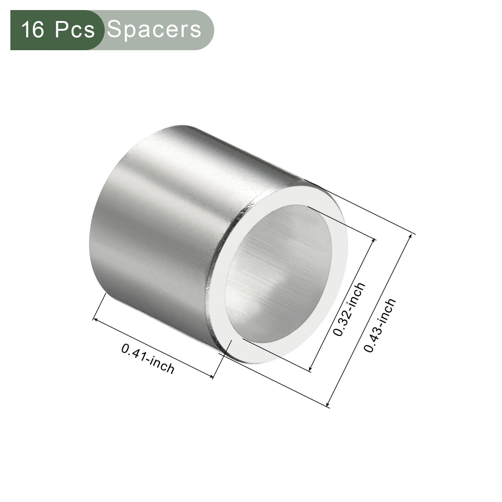 YOKIVE 16 Pcs Inline Axle Bearing Spacers, Skates Speed Spacer, Great for 8mm Axle Roller (Silver, 11 x 8.1 x 10.3mm)
