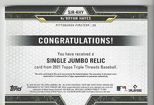 Ke'Bryan Hayes Serial Numbered #18/36 Rookie Card Purple Parallel Game Used Single Jumbo Relic Patch Relic Memorabilia Jersey Collectible Baseball Card - 2021 Topps Triple Threads Collectible Baseball Card #SJR-KHY (Pirates) Free Shipping