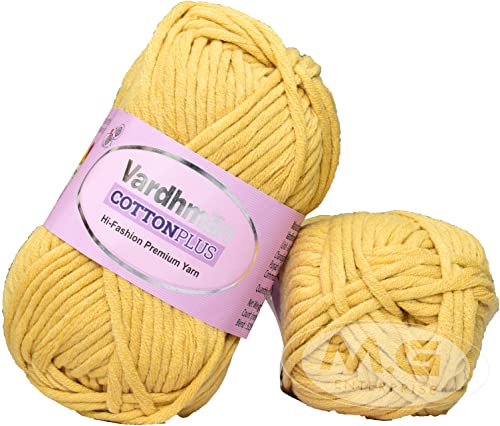 Image of M.G ENTERPRISE VAR dhman Cotton Plus 16-ply Mustard 600 GMS 51% Cotton, 49% Acrylic Craft Yarn