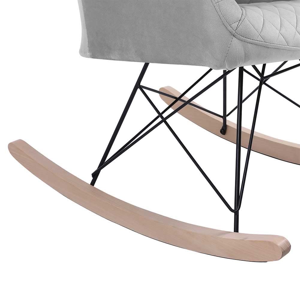 BAKAJI Poltrona Sedia a Dondolo Relax Casa Rivestimento in Tessuto Struttura Legno Imbottita Piedi in Metallo Base Dondolante Legno Dimensione 75 x 58 x 80 cm Design Moderno Scandinavo (Grey)