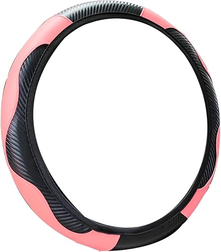 Miniatura 8 de Funda para volante de automóvil, de microfibra de piel sintética, elástica de fibra de carbono, protector de volante de automóvil, 15 pulgadas,