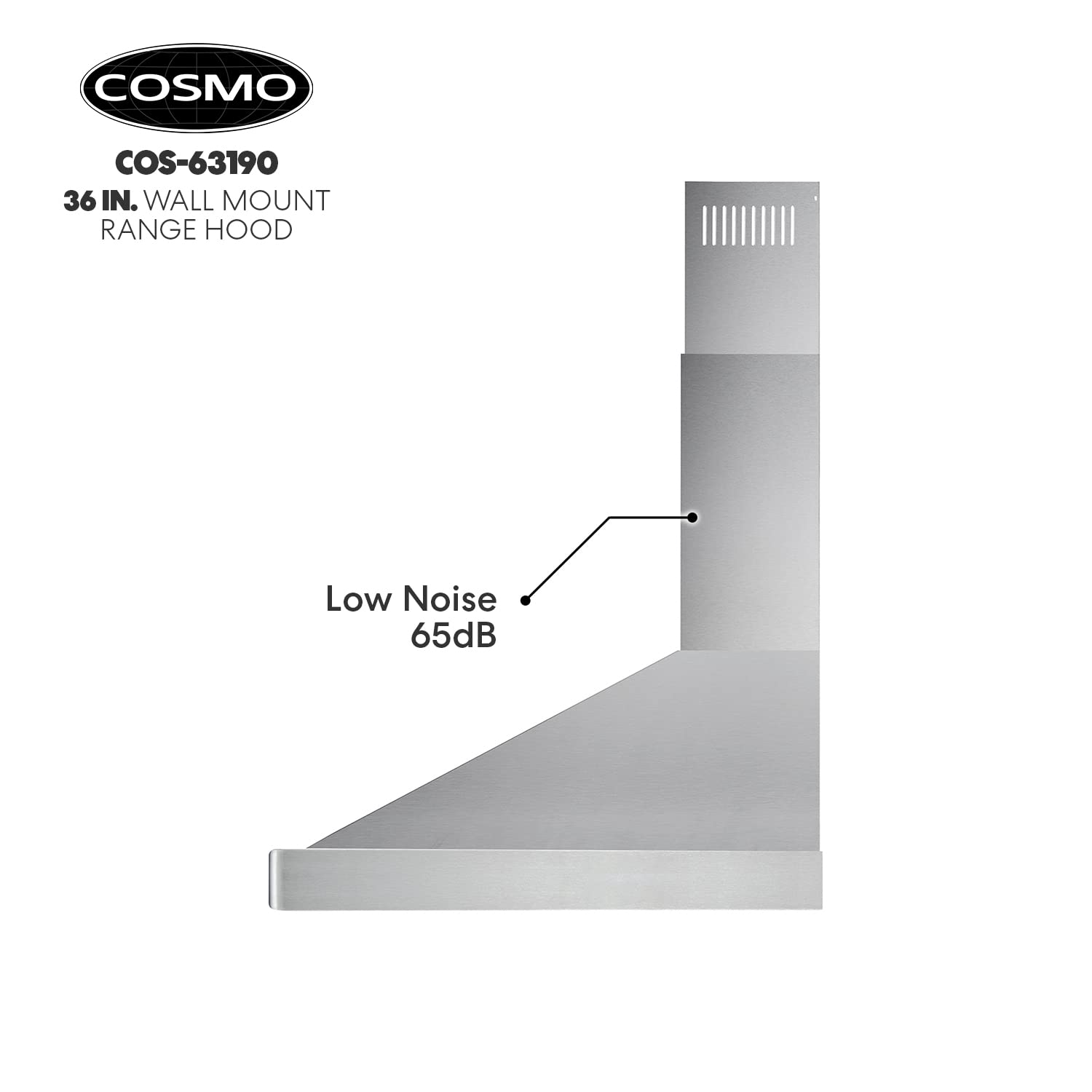 Cosmo 63190 36 in. Wall Mount Range Hood with Ductless Convertible Duct
