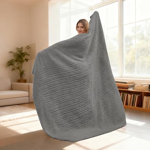 Eydna Electric Heated Blanket Twin Size 62"×84" with 9 Heating Levels & 1-10Hs Auto Off, Heating Blankets Double Sided Plush Sherpa, Energy Efficient, Machine Washable, Gifts for Family- Light Gray — view 2
