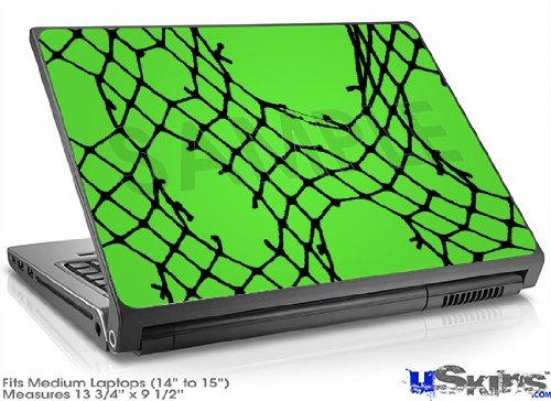 uSkins Laptop Skin (Medium) - Ripped Fishnets Green