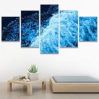 SIGNWIN 5 Panel Canvas Wall Art Coastal Orange Photography Relax/Calm Romantics Sunset Warm for Home Decorations Ready to Hang - 60