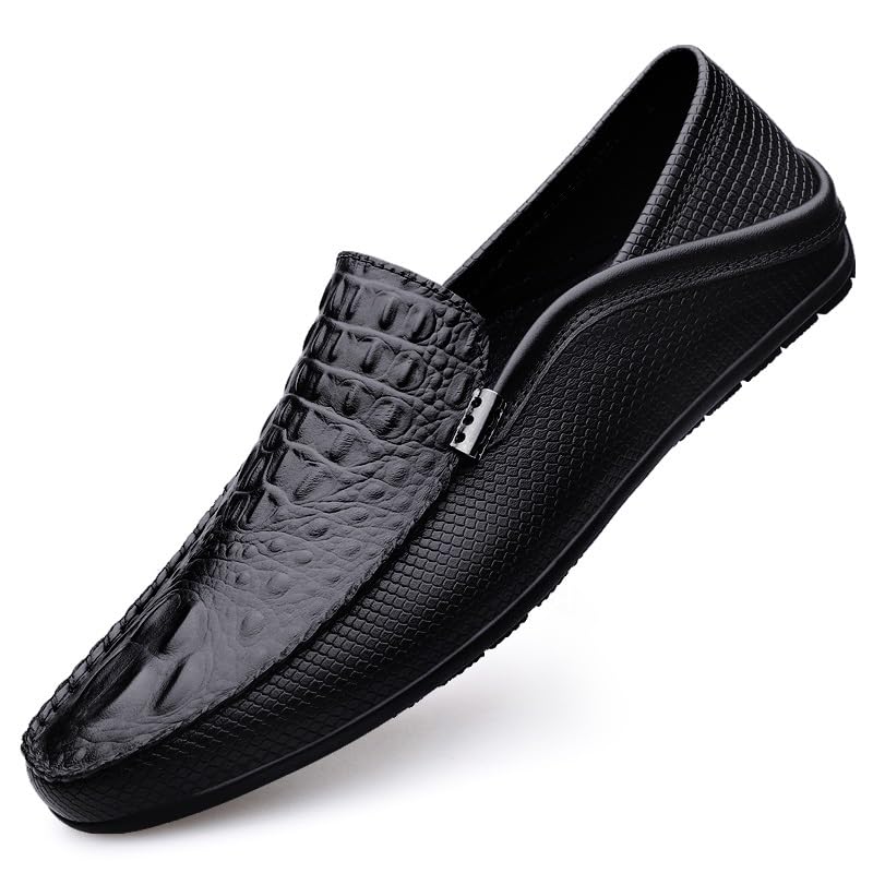 Loafers for Men Crocodile Print PU Leather Loafer Shoe Slip