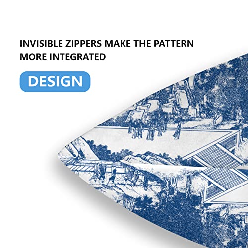 Asefcnxkjii Blue And White Chinoiserie Porcelain Inspiration Gorgeous Custom Polyester Throw Pillow Case Cushion Cover New Home Decorative Square (18" 18") #TOP2