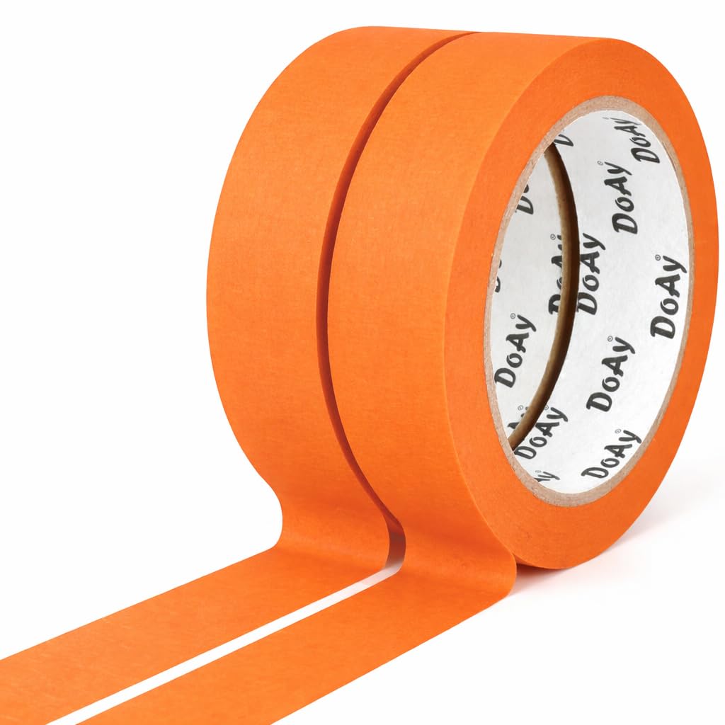 2 Pack Orange Painters Tape - Masking Tape 1 Inch Wide - Multi-Surface, Smart Adhesion, Indoor & Outdoor - 180FT Total - Paint Tape for DIY, Labeling, Art, Car, General Purpose (#3910)