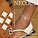 NECOCY Initial J Heart Silver Plated Anklets for Women Waterproof Non Tarnish Dainty Beach Silver Beaded Ankle Bracelets Beachy Summer Trendy Diamond Letter Chain Set Stack Rope Foot Jewelry