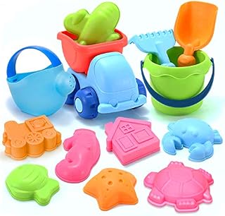 YIMORE Beach Toys for Sand Pit | 13 PCS Kids Sand Toys with Soft Molds, Bucket and Spade | Indoor Outdoor Toys for Toddlers