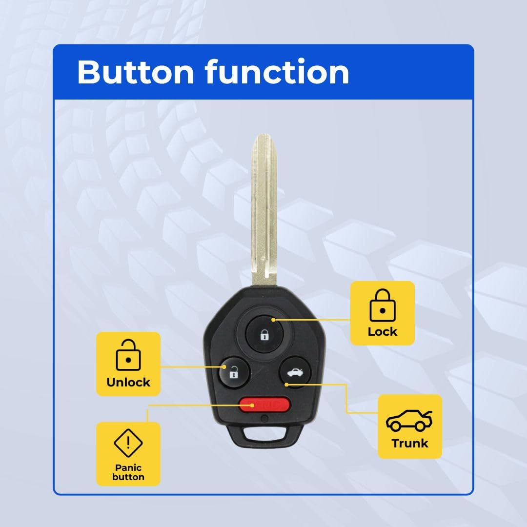 Replacement Keyless Remote Head Key Fob Compatible with Impreza 2012-2016 FCC CWTWB1U811 2AOKM-SB3 Part Number 57497-FJ230 57497FJ230 57497-AL00A 57497-FJ021 57497-FJ020