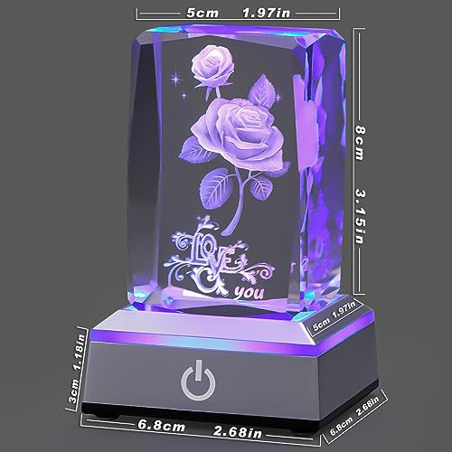 hochance 3D veelkleurig roze kristal nachtlampje - I Love You Decolamp - Perfect cadeau-idee voor Valentijnsdag, vriendin, vrouw, moeder - uniek verjaardagscadeau - Afbeelding 6