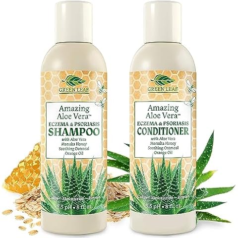 Eczema & Psoriasis Shampoo & Conditioner Set For Men & Women (2 Pack)-Aloe Vera & Manuka Honey for Gentle Itchy, Dry Scalp Treatment-Dandruff, Seborrheic Dermatitis, Sulfate-Free, Hypoallergenic 8oz Cover