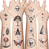10 Sheets Skull Temporary Tattoo(70+PCS) Horror Themed Party Supplies Decoration Favors Cartoon Cute Sticker for Adult Home Activity Class Prizes Carnival Christmas Rewards