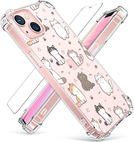 Xiwatsd Iphone 13 Case Clear Shockproof Soft Case For Iphone 13 6.1 Inch, Cute Cat Pattern Design Slim Protective Cover For Women Girls #TOP20