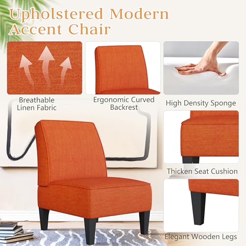 Sillón plegable naranja con estructura de madera miniatura 7