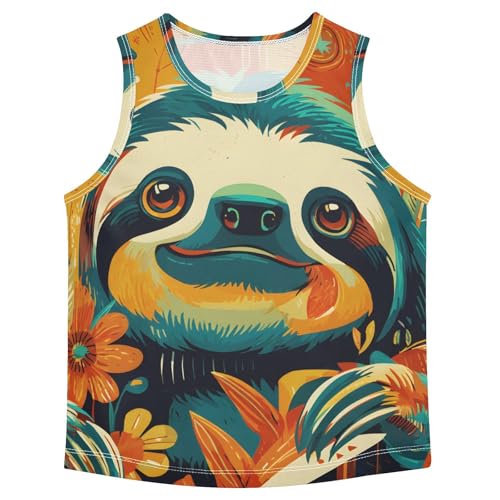 Boys' Tank Top Shirt Colorful Sloth Sleeveless T-Shirts