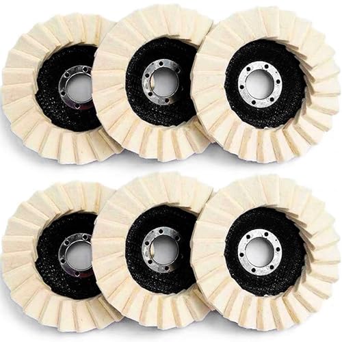 ANBOO 6 piezas de disco de pulido de 125 mm x 22,2 mm, lana, para amoladora angular, para lijar y pulir pintura, madera, plástico, metal, vidrio, mármol, cerámica, muebles, automóviles