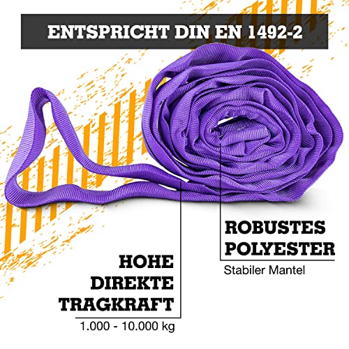 Safetytex Hebeschlinge Rundschlinge Schlupf Hebeband - Polyester, DIN EN 1492-2 Norm - Tragkraft bis zu 2000 kg - Verschiedene Längen verfügbar