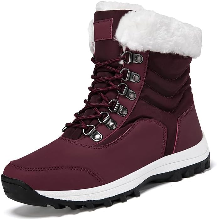 Womens Winter Snow Boots Waterproof Shoes Walking Comfortable Hiking Tennis Booties Fur Mid Calf Warm Lightweight