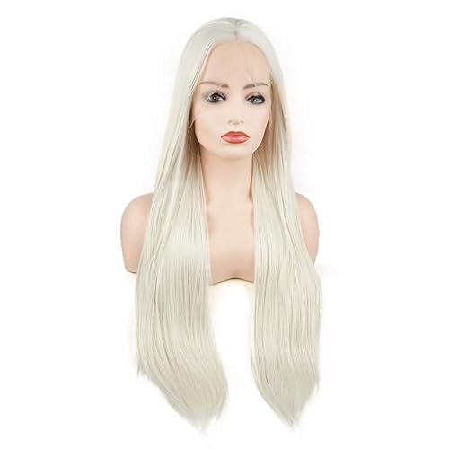 Miniatura 2 de Meiyite pelo recto Super largo 28 pulgadas Lvory densidad pesada media mano atado realista sintético Encaje frente Pelucas