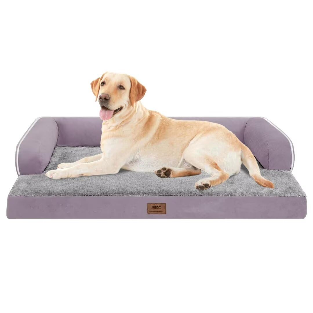 Large Dog Bed Orthopedic Washable, Orthopedic Dog Beds with Egg Foam Support, Removable, Machine Washable Plush Cover and Non-Slip Bottom for XXLarge