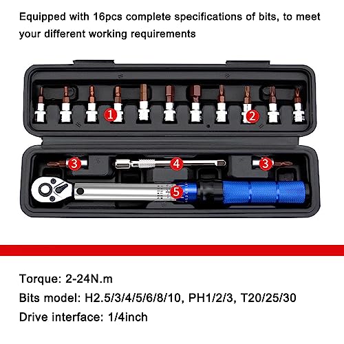Clé dynamométrique 2-24N.m à couple réglable pour outil de réparation auto - 4